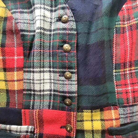 Vintage Gap Plaid Patchwork Vest Womens S Wool Blend Button-Up - Picture 2 of 16